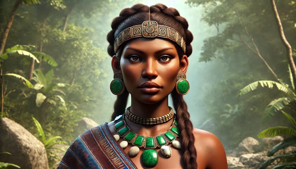 AI-generated depiction of an ancient Olmec woman