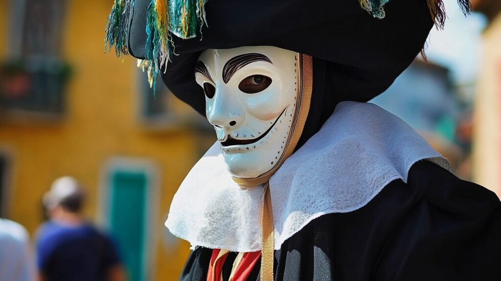 A man wearing mask at Venice carnival