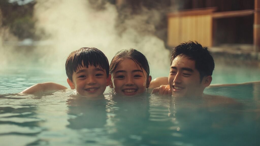 Children enjoy onsen, too