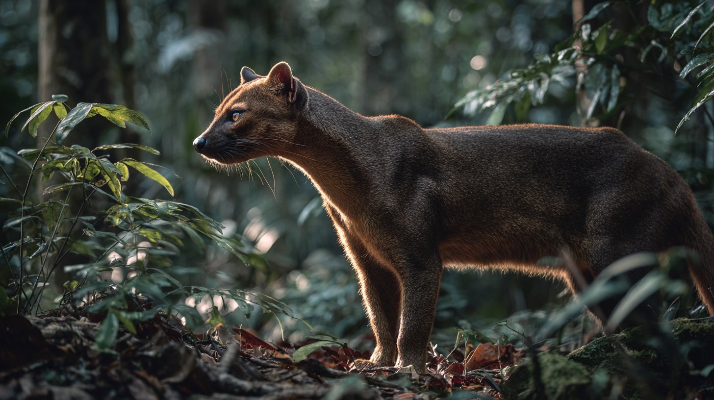 Fossa in Madagascar Forest