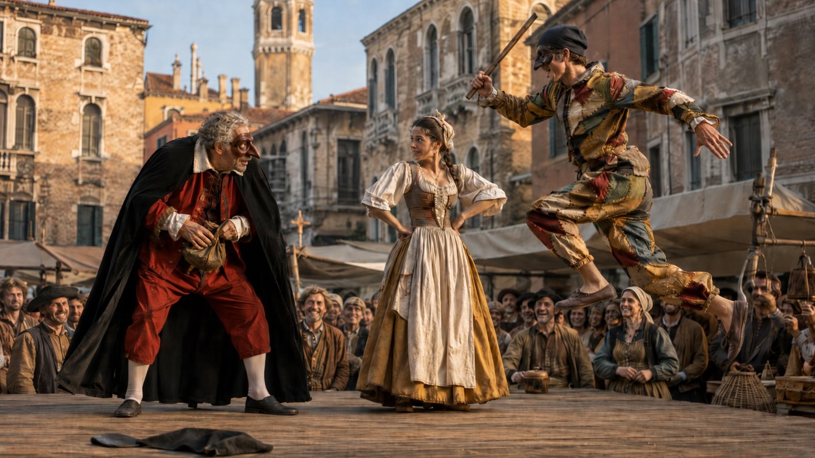 Pantalone, Arlecchino and Colombina: The Faces of Commedia dell’Arte