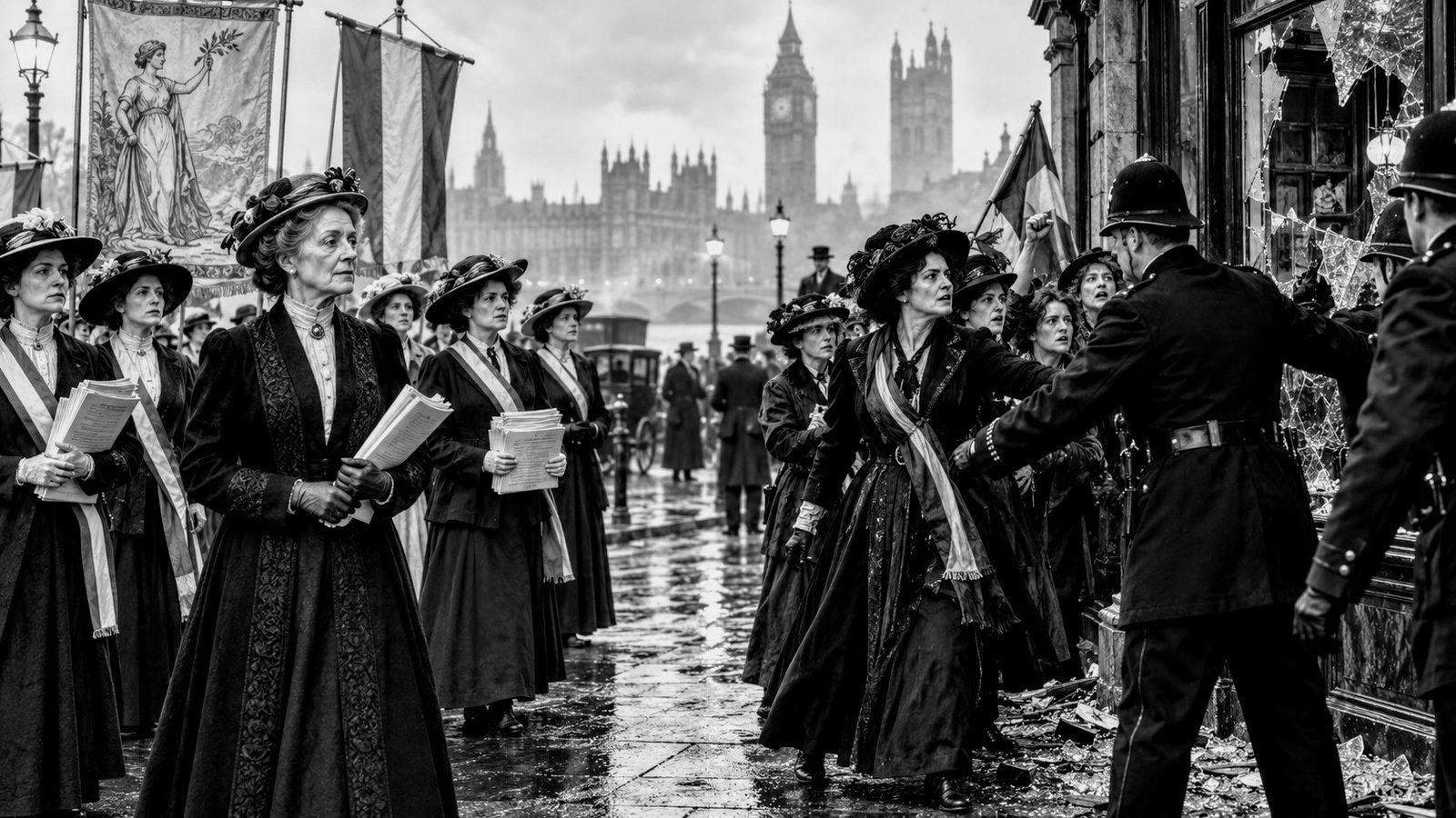 Suffragists, Suffragettes — Petitions and Broken Windows